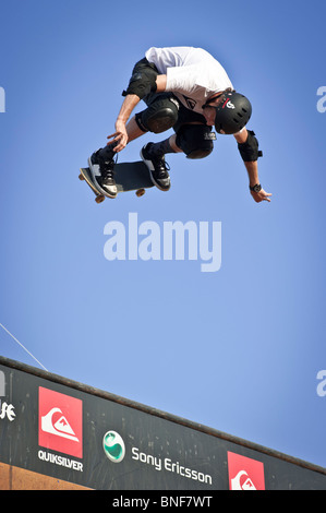 Barcelona, Spanien 18.07.2010: weltweit besten Skater Tony Hawk in seiner Ausstellung in Barcelona als Teil seiner europäischen Skateboarding Stockfoto