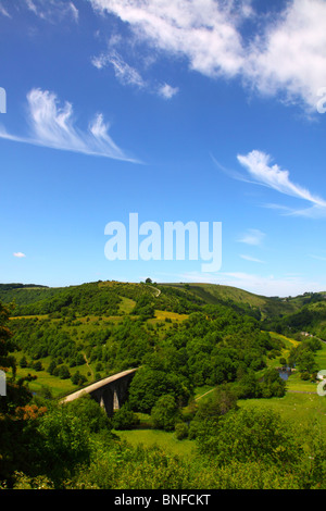 Monsal Trail, Dale und Viadukt von monsal Kopf, Peak District Nationalpark, Derbyshire, England, UK. Stockfoto