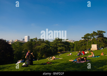 Parc des Buttes Chaumont aus dem 19. Arrodissement Paris Frankreich Europa Stockfoto