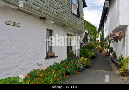 Straße Hawkshead Seenplatte Cumbria England Flagge Stockfoto