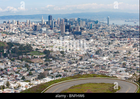 Blick von Twin Peaks der Innenstadt von San Francisco Kalifornien USA Stockfoto