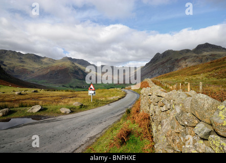 Ansicht von Langdale Pikes, Harrison scheut, Langdale fiel und loft-Felsen, die eine hohe Passhöhe im Großraum Langdale entnommen. Stockfoto