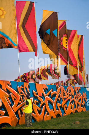 Graffiti-Künstler beim Oxegen Musikfestival, Punchestown, Irland. Stockfoto