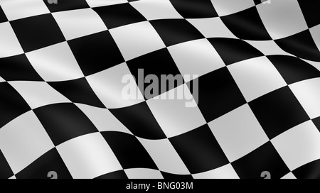 Karierte Flagge im Wind. Teil einer Serie. Stockfoto