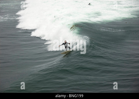 Surfer im Ozean, Steamer Lane, Santa Cruz, Kalifornien, USA Stockfoto