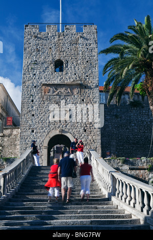 Veliki Revelin Turm Korcula Altstadt Dalmatien Kroatien Stockfoto