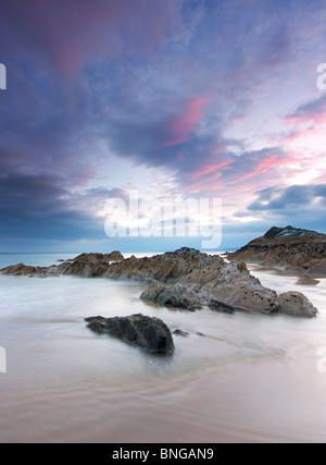 Das Sunset Sharrow Punkt Whitsand Bay Cornwall Stockfoto