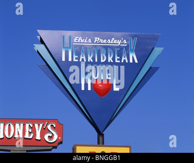 Heartbreak Hotel Schild, Whitehaven, Graceland Mansion, Elvis Presley Boulevard, Memphis, Tennessee, Vereinigte Staaten von Amerika Stockfoto