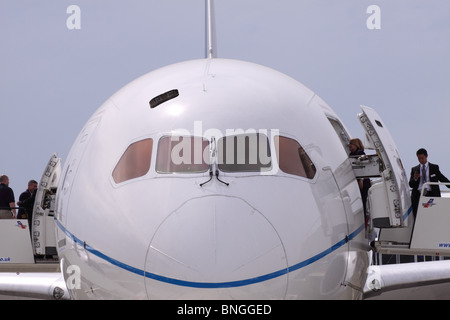 Mustermaschinen Verkehrsflugzeug Boeing 787 Dreamliner in Farnborough Air Show Juli 2010 Stockfoto