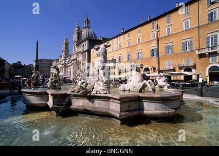 Italien, Rom, Piazza Navona, Neptunbrunnen Stockfoto