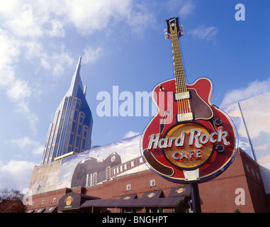 Hard Rock Cafe Gitarrenschild, Nashville, Tennessee, Vereinigte Staaten von Amerika Stockfoto