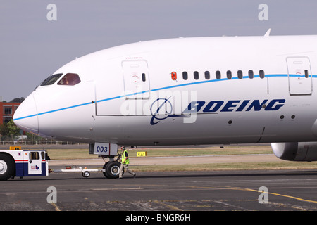 Mustermaschinen Verkehrsflugzeug Boeing 787 Dreamliner in Farnborough Air Show Juli 2010 Stockfoto