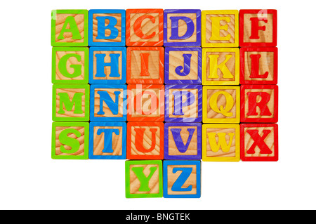 Kinder-Alphabet-Blöcke von das ganze Alphabet in Großbuchstaben Stockfoto