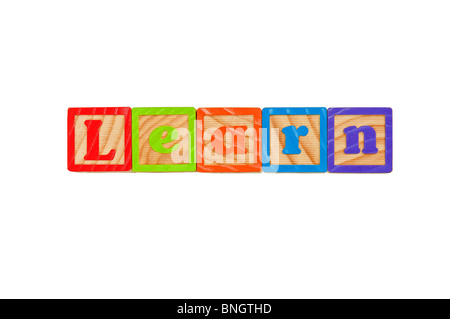 Kinder Alphabet Blocks Schreibweise des Wortes lernen Stockfoto