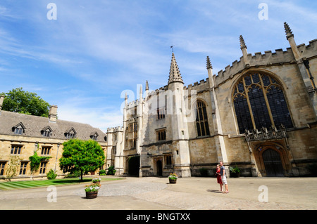 St Johns Quad, Kapelle, Gründer Turm und Präsidenten Unterkünfte am Magdalen College, Oxford, England, UK Stockfoto