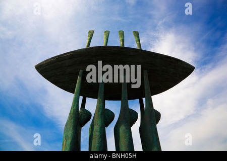 Fischer Denkmal im Fischerhafen Dunmore East, Grafschaft Waterford, Irland Stockfoto