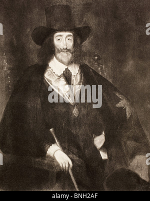 König Charles i. von England 1600-1649, als er bei seinem Versuch saß. Nach einem Gemälde von Edward Bower. Stockfoto