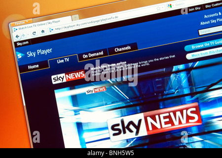 Sky-Player. Live-TV und Video on Demand (VOD)-service Stockfoto