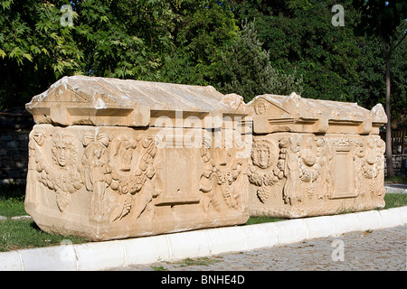 Türkei Juni 2008 Aphrodisias antiken Stadt antiken Stätte historische Ruine Ruinen hellenistischen römische Geschichte Griechenlands Sarkophag Stockfoto