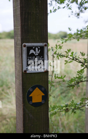 Derbshire Wildlife Trust Sign post. Stockfoto