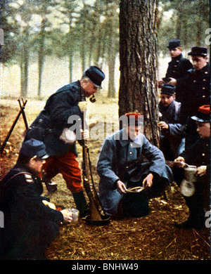 Ersten Weltkriegs 1914 französische Armee Kampf der Marne Frankreich 1914 Soldaten Armee militärische historische Geschichtsgruppe Soldaten Waffen Stockfoto