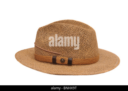 Strohhut isoliert auf weißem Hintergrund Stockfoto