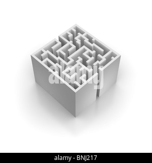 Isolierte Labyrinth mit Reflexion. 3D gerenderte Darstellung. Stockfoto