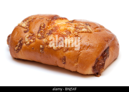 Brötchen mit Käse auf einem weißen Hintergrund isoliert. Stockfoto