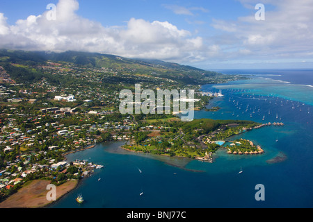 Tahiti Gesellschaftsinseln Gesellschaftsinseln Tahiti Nui Insel Intercontinental Resort Luftbild Meer Reisen Tourismus Urlaub Stockfoto