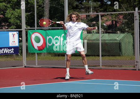 Guernsey Herren Doppel Finale Tennis NatWest Island Games 2009 bei Idrottsgården in Mariehamn, 3. Juli 2009 Stockfoto