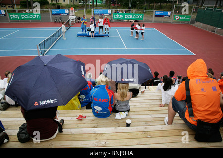 Medaille Zeremonie Finaltag Tennis NatWest Island Games 2009 im Idrottsgården in Mariehamn, 3. Juli 2009 Stockfoto