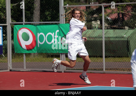 Guernsey Herren Doppel Finale Tennis NatWest Island Games 2009 bei Idrottsgården in Mariehamn, 3. Juli 2009 Stockfoto