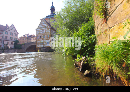 Brücke und altes Rathaus, Altes Rathaus, Bamberg, Bayern, Deutschland Stockfoto