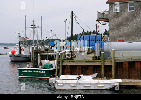 Maine Küste Port Clyde New England USA Fischerdorf Atlantic Oceanfishermans dock Hafen Lobster Boote Stockfoto