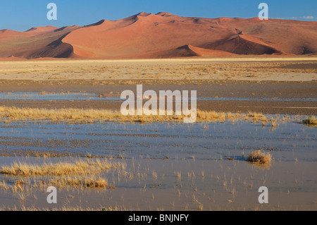 Wasser-Sand-Dünen Sossusvlei Bereich Namib Naukluft National Park Hardap Region Namibia Afrika Reisen Natur Wüste Stockfoto