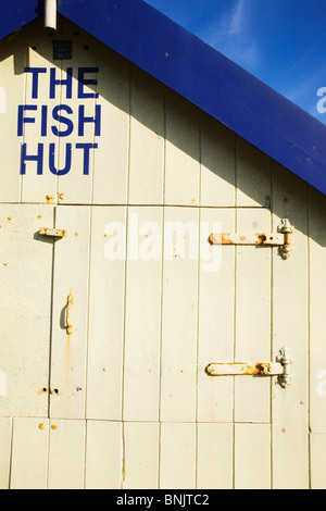 Der Fisch-Hütte am Strand von Felixstowe, Suffolk. Stockfoto