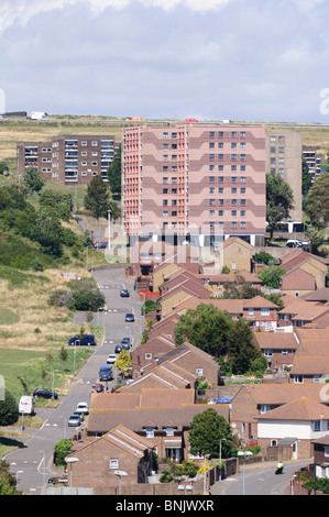 Die Whitehawk Rat-Wohnsiedlung in Brighton, East Sussex, England. Stockfoto