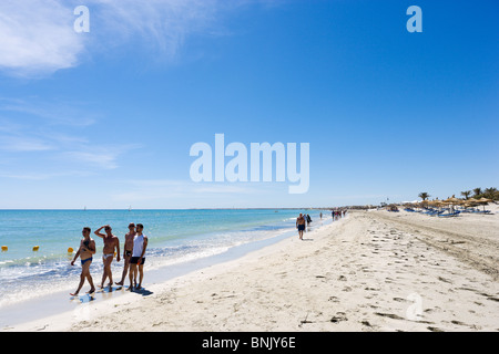 Strand in der Hotelzone in der Nähe der Hotel Club Caribbean World, Aghir, Djerba, Tunesien Stockfoto