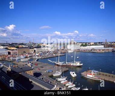 Blick auf den Hafen, Uusimaa Region, Helsinki, Finnland Stockfoto