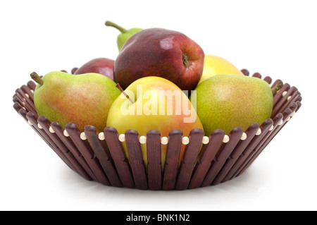 Korb mit Obst - Äpfel und Birnen Stockfoto