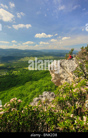 Wanderer genießen Blick auf Deutschland Tal und Spruce Knob aus North Fork Mountain Trail, Franklin, West Virginia, USA Stockfoto