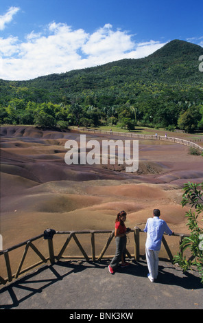 "Sieben farbige Erde", bekannte geologische Formation von Chamarel. Black River District, Insel Mauritius. Stockfoto