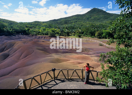 "Sieben farbige Erde", bekannte geologische Formation von Chamarel. Black River District, Insel Mauritius. Stockfoto