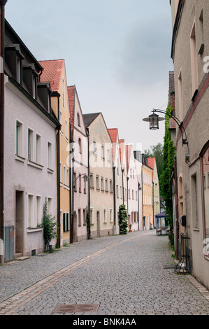 Alte gotische Häuser in der bayerischen Stadt, Deutschland Stockfoto