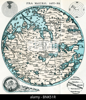 Karte von Fra Mauro, 1457-1459. Aus dem Buch veröffentlicht Leben von Christopher Columbus durch Clements R. Markham 1892. Stockfoto