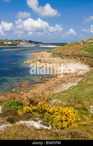 St Marys; Wir auf Porth Cressa und die Garnison von Peninnis; Isles of Scilly Stockfoto