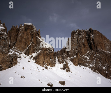 Der Langkofel Langkofel von oben das Sellajoch Sellajoch Wolkenstein Dolomiten Italien Stockfoto