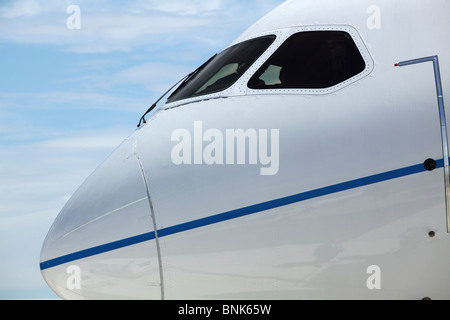 Die Nase der neuen Boeing 787 Dreamliner Jet Flugzeuge Stockfoto