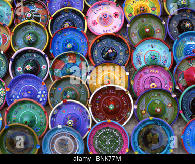 Mexikanische Keramik in Straßenrand stall, Tulum, Quintana Roo, Mexiko Stockfoto