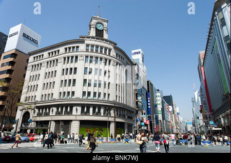 WAKO aufbauend auf der Ginza 4-Chome Kreuzung, Tokyo, Japan Stockfoto